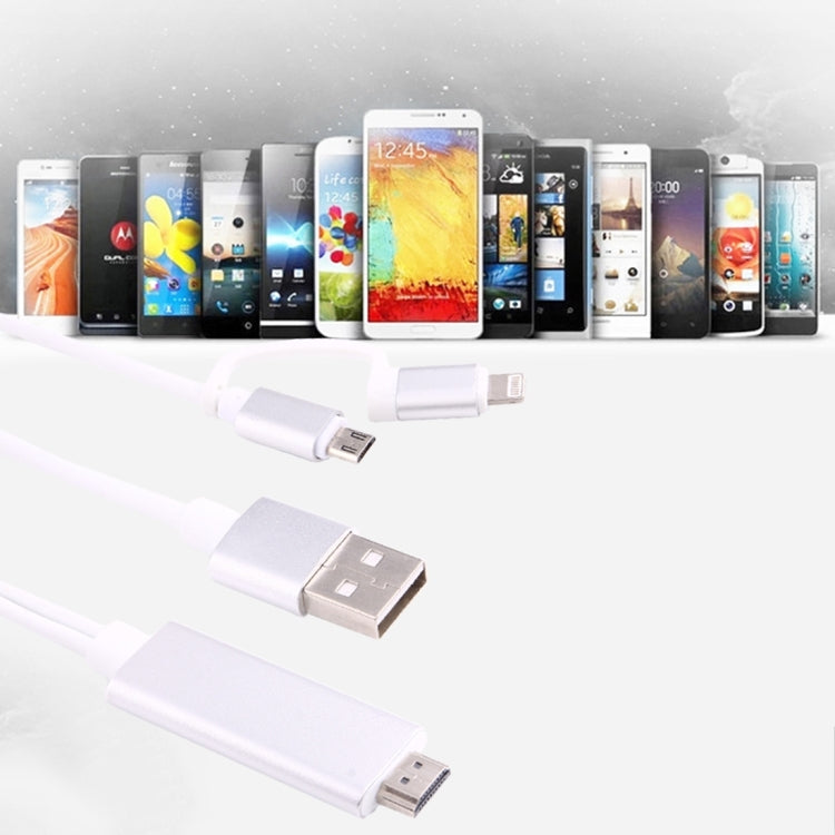 3 合1 Micro USB & 8 Pin & Type-C 轉 HDMI 高清1080P HDTV 視頻轉接適配線