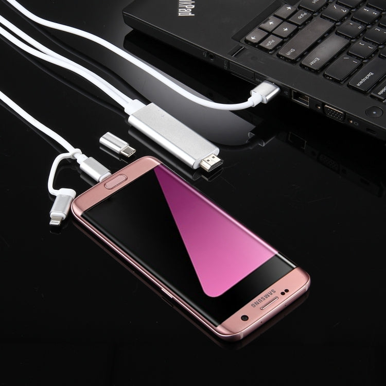 3 合1 Micro USB & 8 Pin & Type-C 轉 HDMI 高清1080P HDTV 視頻轉接適配線