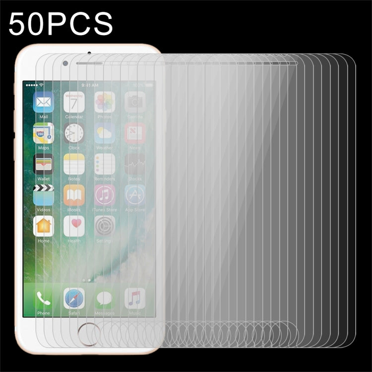50 PCS 適用於蘋果iPhone 8 Plus & iPhone 7 Plus 0.26mm厚度 9H表面硬度 2.5D弧邊 非全屏鋼化玻璃保護膜