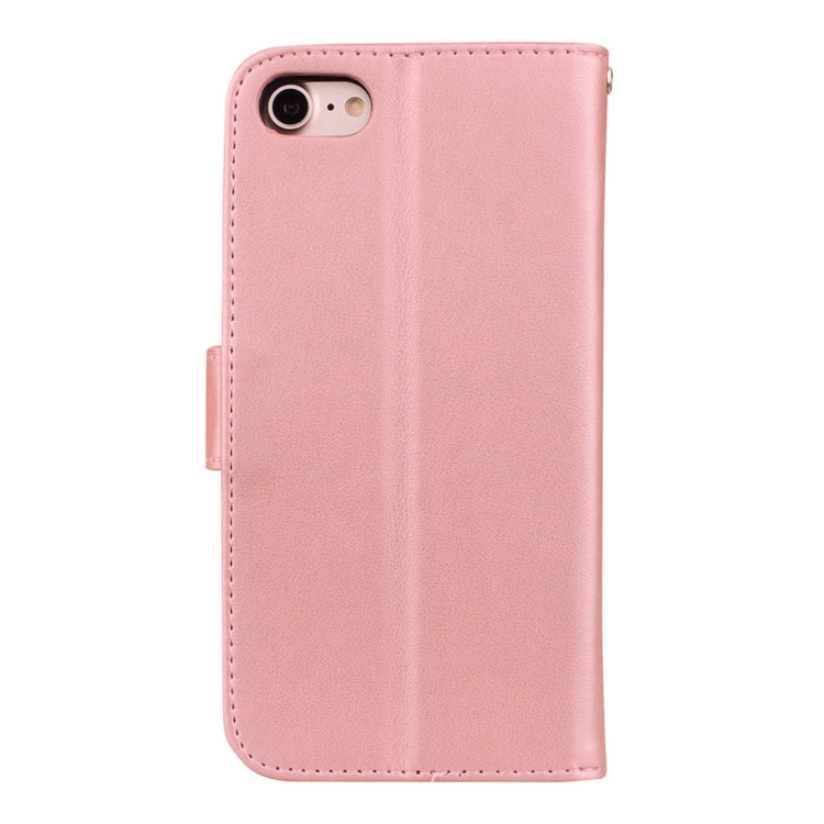 適用於蘋果 iPhone 8 Plus & 7 Plus   玫瑰壓花圖案 左右開皮套帶支架 卡槽 錢包