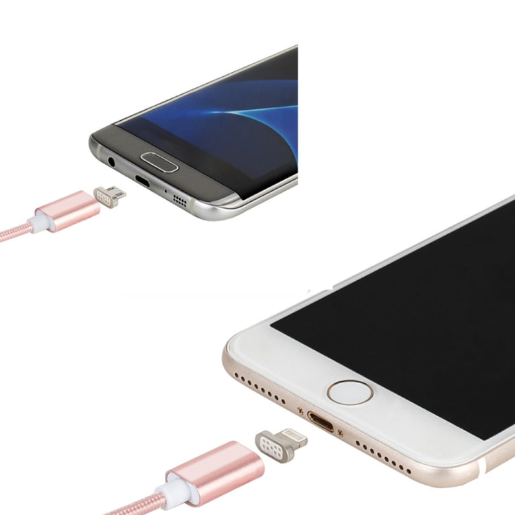 2合1 5V 2A Micro USB & 8 Pin轉USB 2.0 編織磁性數據線，線長：1.2m