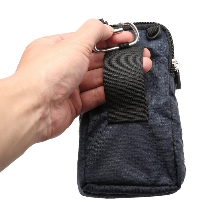6.0寸以下手機通用 多功能格紋雙格拉鏈休閑運動掛腰包/斜挎包 尺寸：16.5x9.0x3.0cm