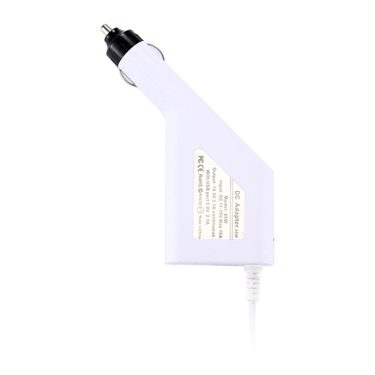 45W 14.5V 3.1A 5 Pin磁頭 適用於蘋果筆記本電腦車載充電器, 帶1個USB 接口, 線長：1.7米