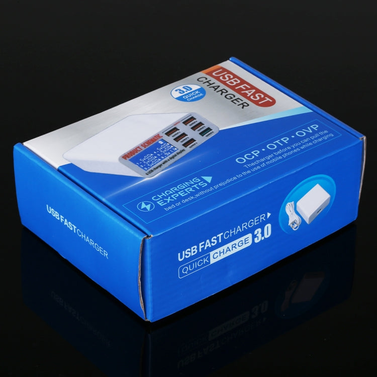 896 40W QC 3.0 6個USB端口快速充電器，帶LCD数字显示屏，歐規