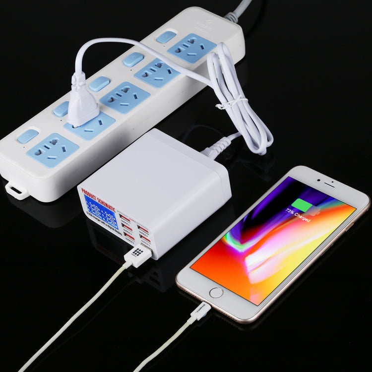 896 40W QC 3.0 6個USB端口快速充電器，帶LCD数字显示屏，歐規