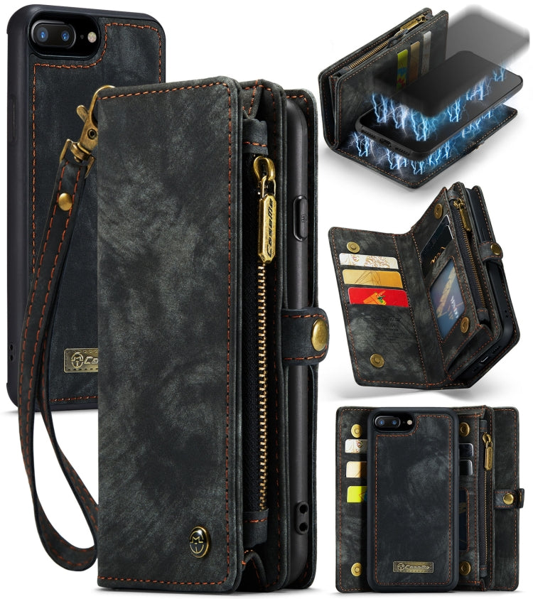 CaseMe 008 適用於蘋果 iPhone 8 Plus & 7 Plus   5.5寸 多功能錢夾保護套 帶可拆分后殼 & 支架 & 11卡槽 & 3現金槽 & 1拉鏈錢包 & 2相框 & 3磁扣