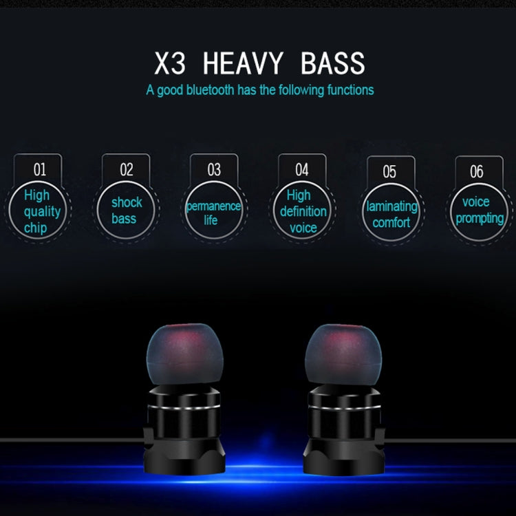 X3 磁吸運動藍牙入耳式耳機 藍牙5.0 帶HD麥克風 支持免提通話，有效距離10米