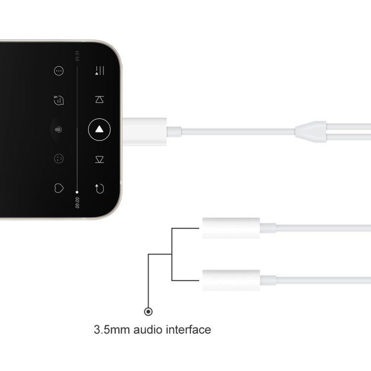 MH027 2合1AUX音頻適配器 雙3.5mm母頭 轉 8 Pin 公頭 音頻轉接器 線長：約16cm