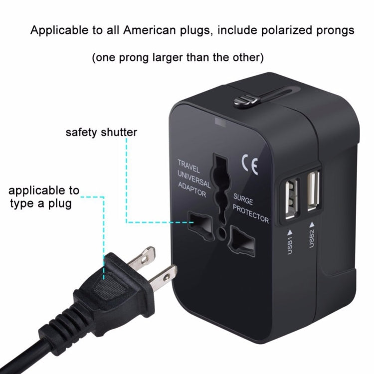 HHT202 多功能全球通用轉換插頭 帶2口USB