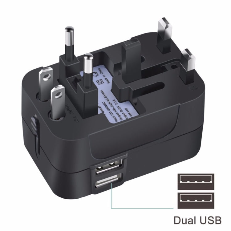 HHT202 多功能全球通用轉換插頭 帶2口USB