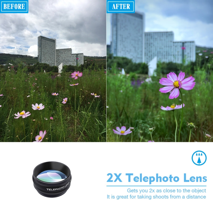APEXEL APL-DG10 10合1外置手機鏡頭套裝 0.63X廣角+15X微距+偏振鏡+198度魚眼鏡頭+2X增距鏡頭+流水鏡+放射鏡+四線星光鏡+三分鏡+六分鏡