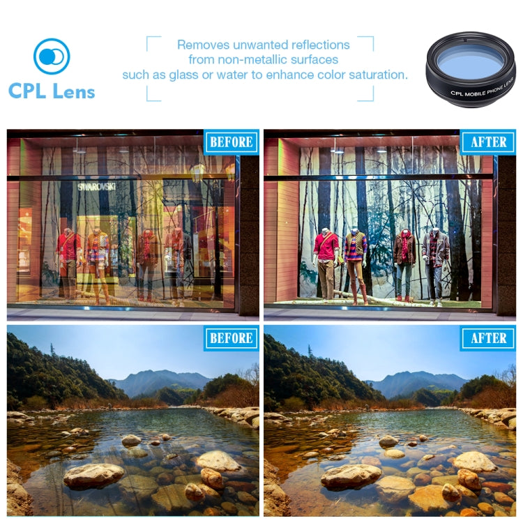 APEXEL APL-DG10 10合1外置手機鏡頭套裝 0.63X廣角+15X微距+偏振鏡+198度魚眼鏡頭+2X增距鏡頭+流水鏡+放射鏡+四線星光鏡+三分鏡+六分鏡