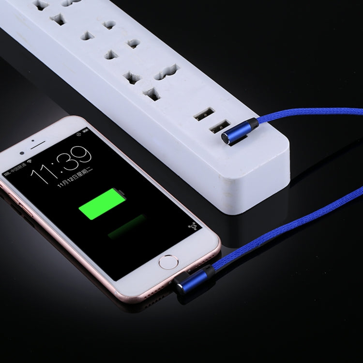 2.4A輸出 USB 轉 8Pin 雙彎頭尼龍編織適用於蘋果充電數據線 長度：1m