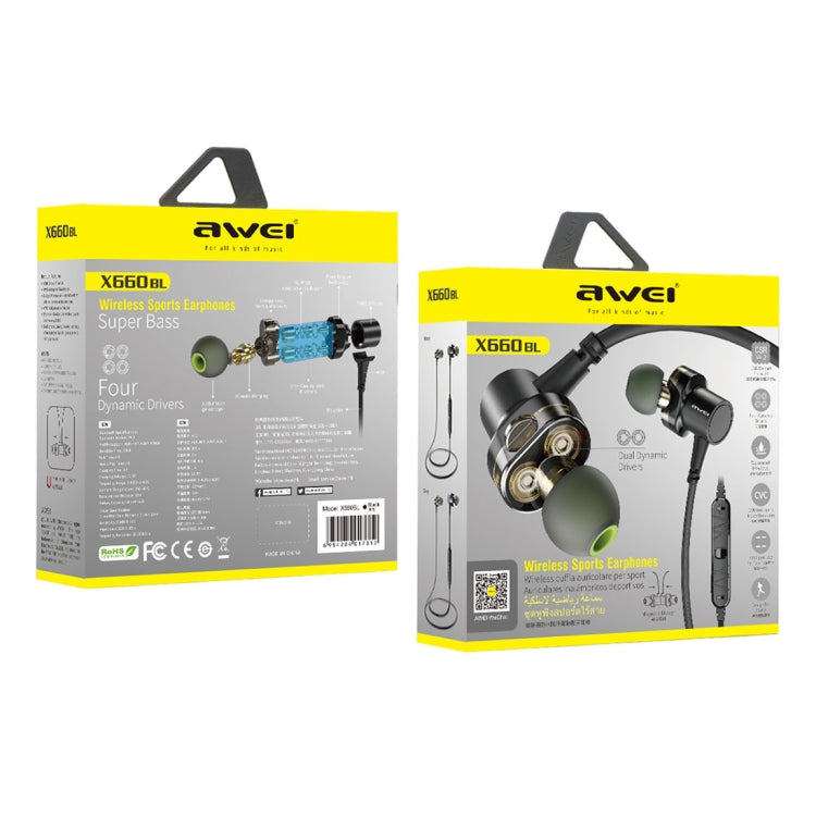 awei X660BL 雙動圈磁吸防水防汗運動藍牙耳機
