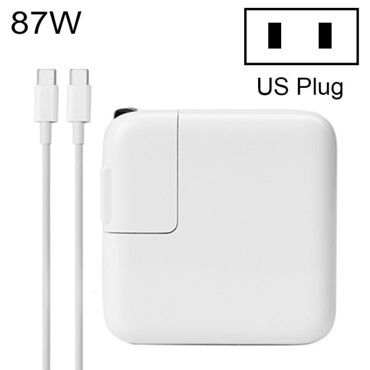 87W Type-C Power Adapter Portable Charger with 1.8m Type-C Charging Cable, US Plug