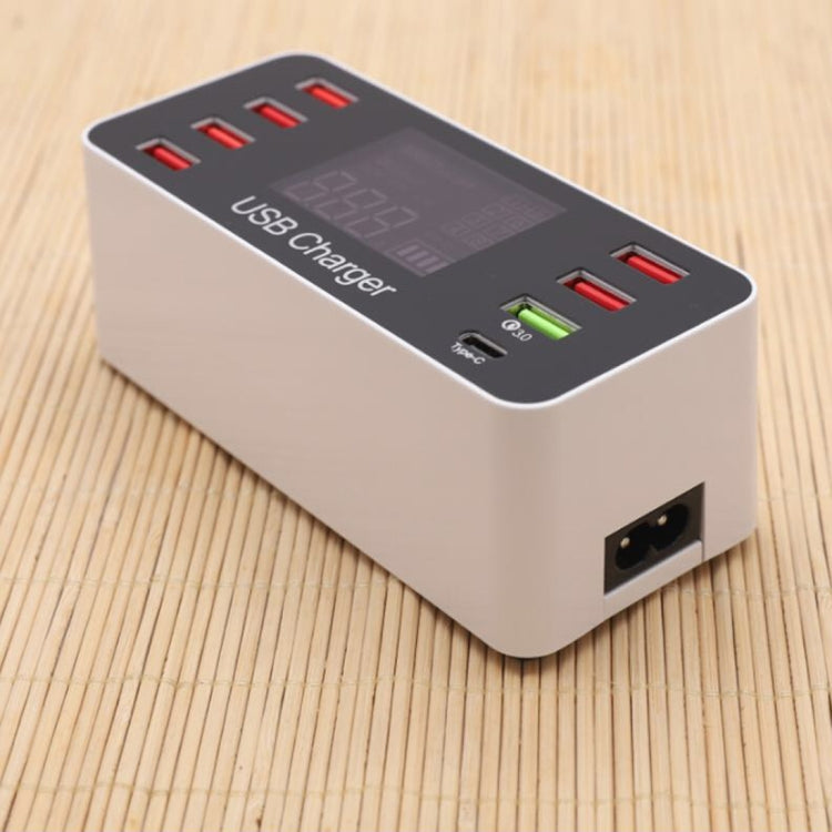 A9+ 多功能AC 100V~240V 8口USB 帶LCD显示屏QC3.0快速智能充電器