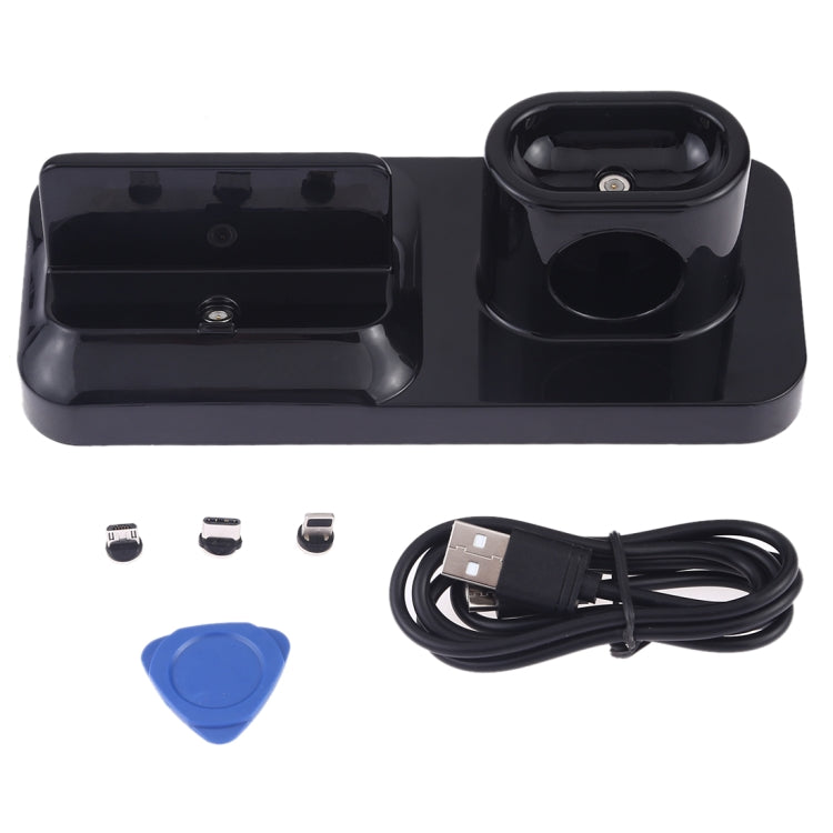 無線充電底座手機耳機支架 帶Micro USB+Type-C+8 Pin接頭