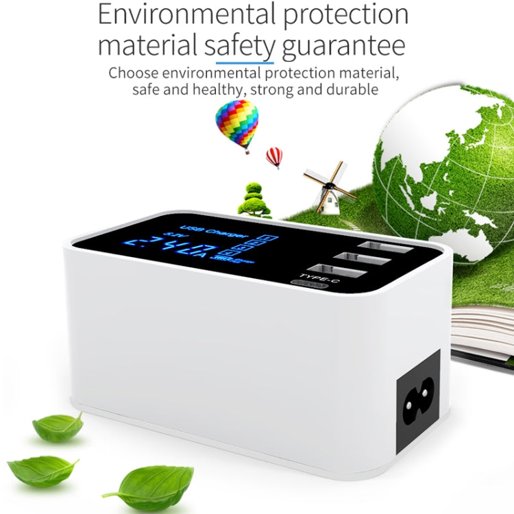 CDA30 20W 3個USB接口+Type-C接口 多功能充電器帶LED显示屏，歐規