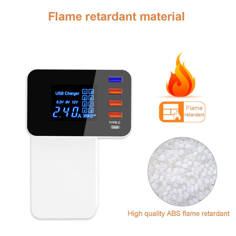 CDA33Q 40W QC 3.0 USB+3個USB接口+Type-C接口 多功能充電器帶LED显示屏，美規