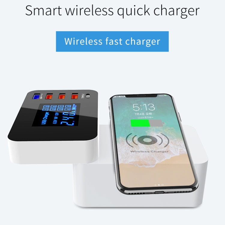 CDA33QW 40W QC 3.0 USB接口+3個USB接口+Type-C接口+無線充電 多功能可摺疊充電器帶LED显示屏，澳規