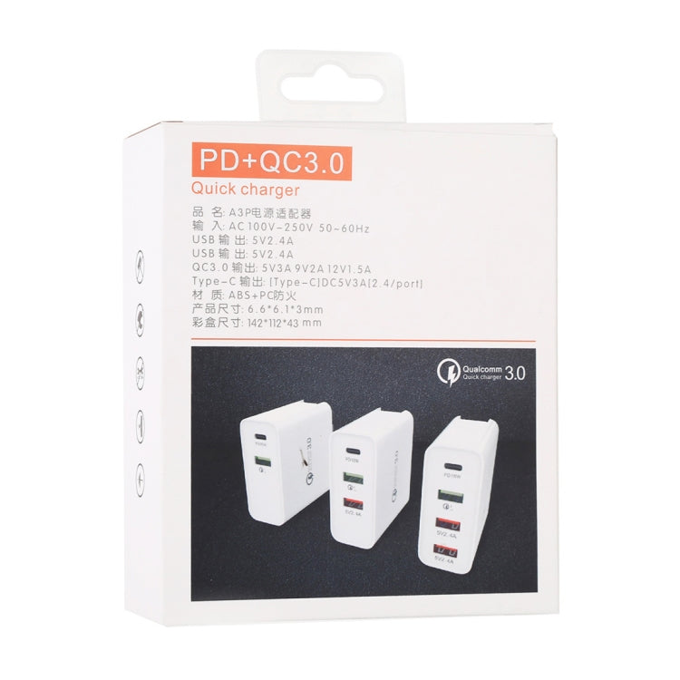 A3 PD 18W Type-C + QC3.0 USB + 雙USB接口 旅行充套裝，美規/歐規/英規