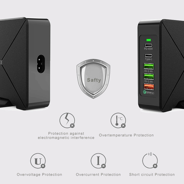 F88 5口USB桌面充電器 PD+QC3.0