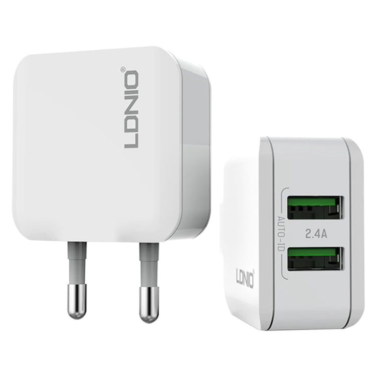 LDNIO A2201 2.4A 雙USB充電頭旅行直充 手機轉換頭充電器，帶 8 Pin 數據線