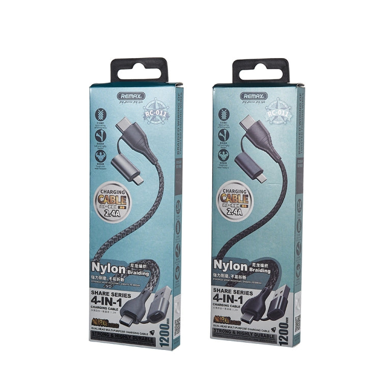 REMAX RC-011 1.2m 2.4A USB 轉 Type-Cx2 + 8 Pin 分享 四合一數據線