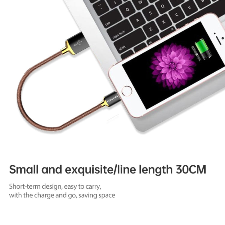 awei CL-25 0.3m 2.4A USB轉 8 Pin接口 金屬充電線