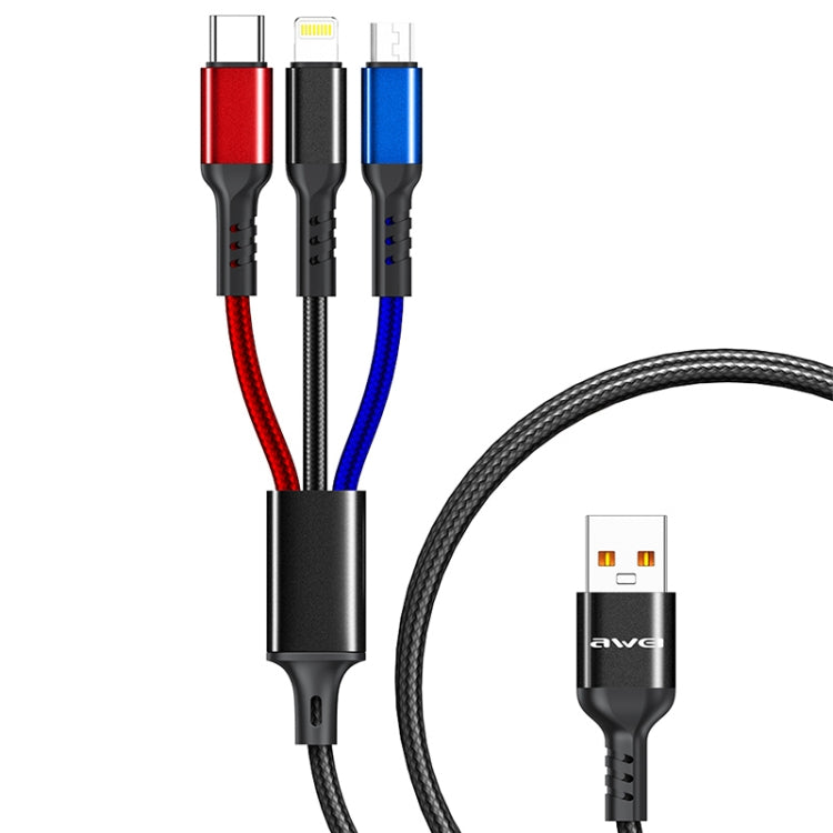 awei CL-971 三合一1.2m 2.4A USB 轉 8 Pin + Micro USB + Type-C 多功能充電線