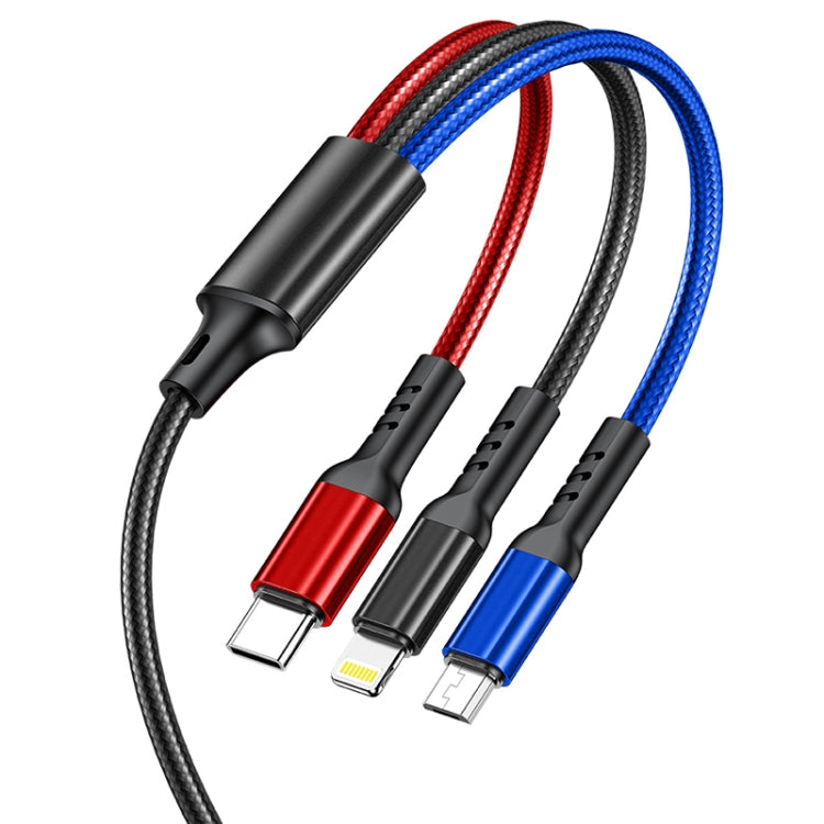 awei CL-971 三合一1.2m 2.4A USB 轉 8 Pin + Micro USB + Type-C 多功能充電線