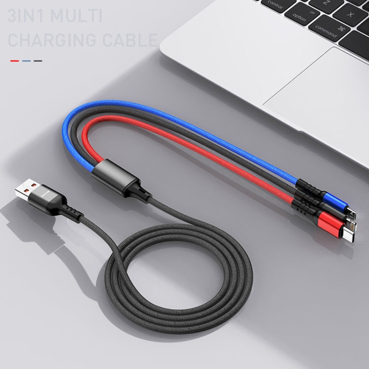 awei CL-971 三合一1.2m 2.4A USB 轉 8 Pin + Micro USB + Type-C 多功能充電線