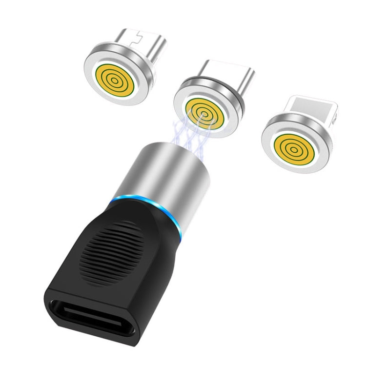 4合一 3A 8 Pin&Type-C&Micro USB 鋅合金磁吸充電頭+Type-C磁吸充電轉接頭套裝