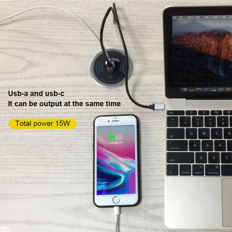 KP-ZMC 嵌入式桌面無線充 帶PD+USB接口 線長：1.2m