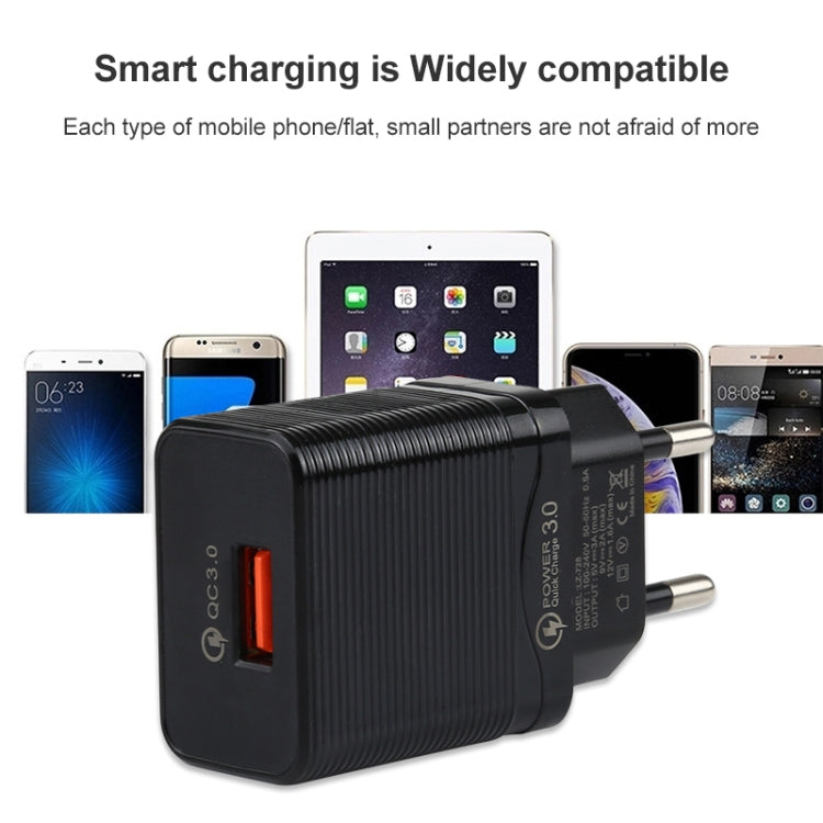 LZ-728 2合一 18W QC 3.0 USB接口旅行充+USB轉8 Pin數據線套裝，歐規，線長：1m