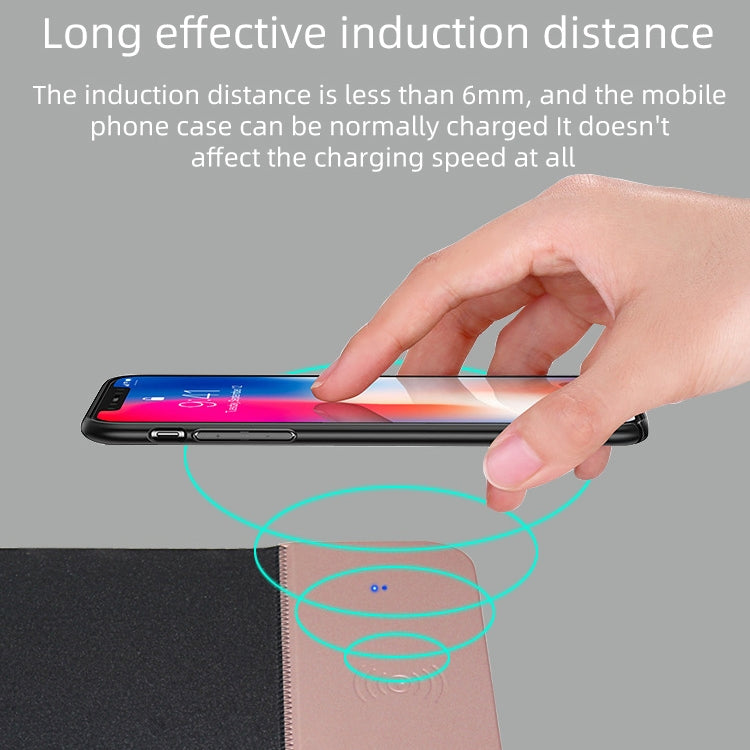 OJD-36 QI 10W 亮燈無線充電器橡膠鼠標墊，尺寸：26.2 x 19.8 x 0.65cm