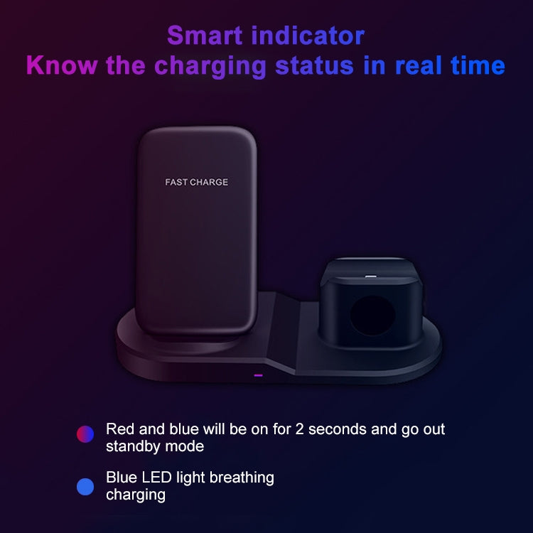 OJD-45 三合一 QI 10W 手機+手錶+8 Pin 耳機充電接口 多功能無線充電器 適用於手機&手錶&AirPods 2