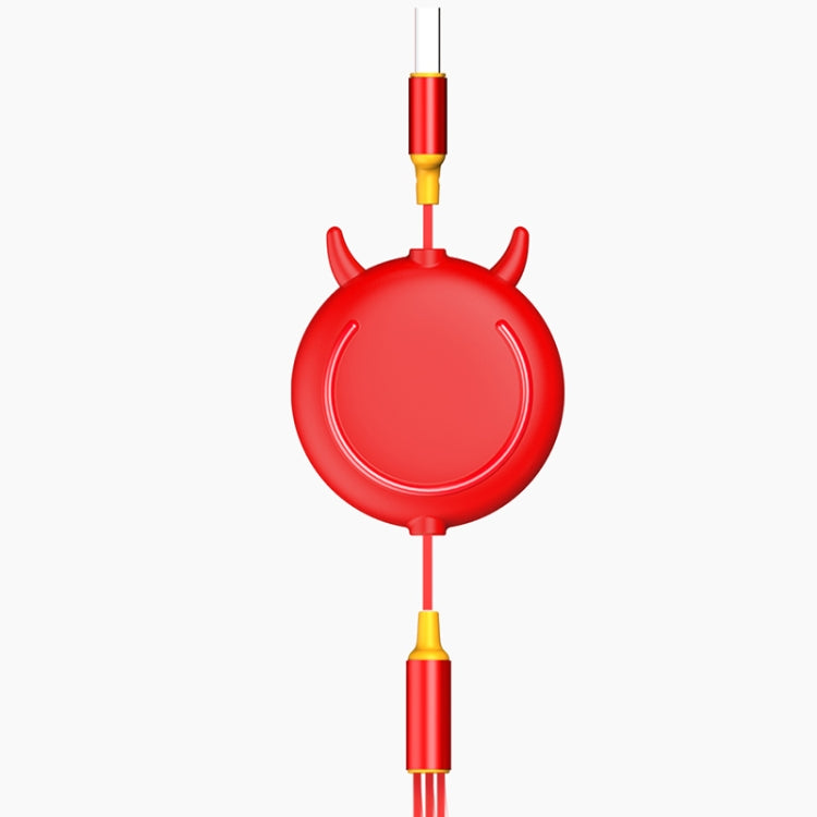 K042 1.2m 3A USB 轉 8 Pin + USB-C / Type-C + Micro USB 三合一牛頭伸縮式數據線