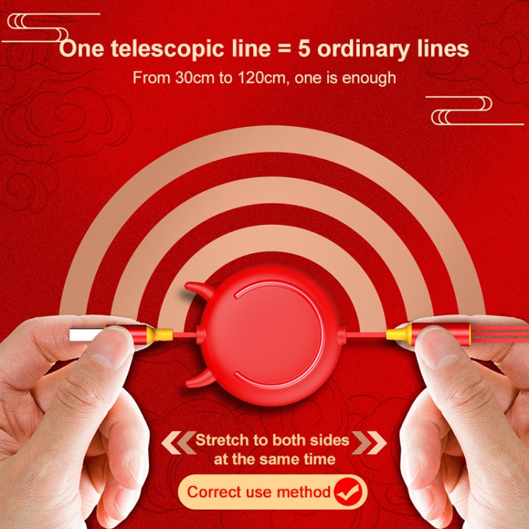 K042 1.2m 3A USB 轉 8 Pin + USB-C / Type-C + Micro USB 三合一牛頭伸縮式數據線