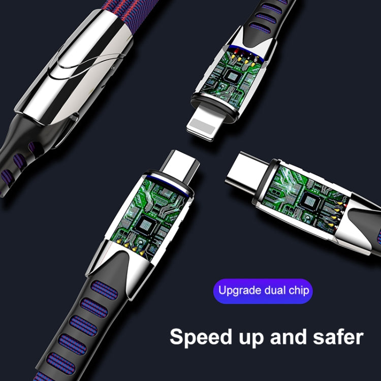 K051 1.2m USB 轉 8 Pin + USB-C / Type-C + Micro USB 三合一鯊魚布藝數據線