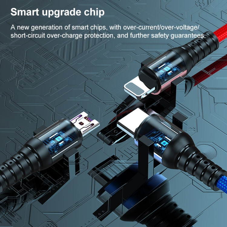 K061 1.2m 5A USB 轉 8 Pin + USB-C / Type-C + Micro USB 三合一圓形快充數據線