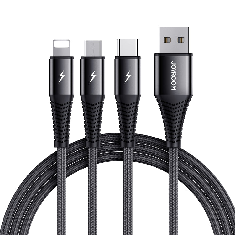 JOYROOM S-1230G4 3A USB 轉 8 Pin+Micro USB+Type-C 三合一快充數據線，線長：1.2m