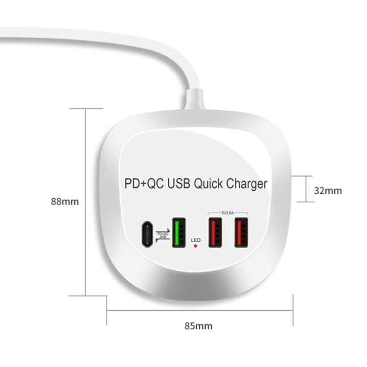 WLX-T3P 4合一 PD + QC智能快充USB充電器