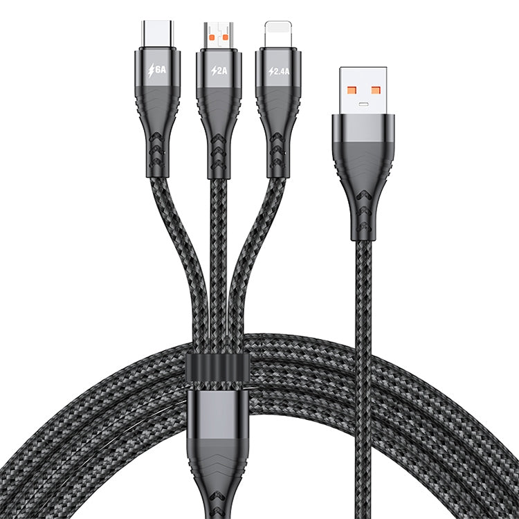 ADC-138 66W USB轉8 Pin+Micro USB+Type-C 一拖三快充編織數據線，線長：1.2m