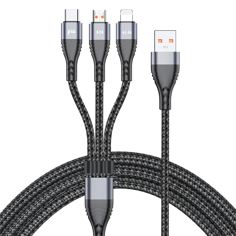 ADC-138 66W USB轉8 Pin+Micro USB+Type-C 一拖三快充編織數據線，線長：1.2m