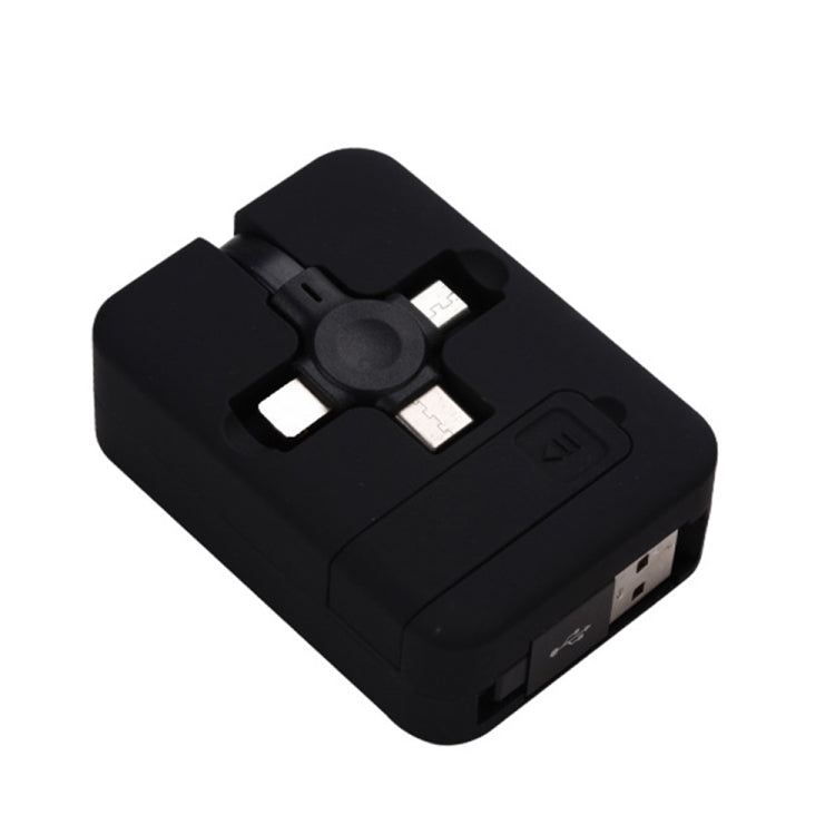 019-1 三合一 USB轉8 Pin+Micro USB+Type-C 馬卡龍伸縮數據線帶收納槽&支架，線長：1m