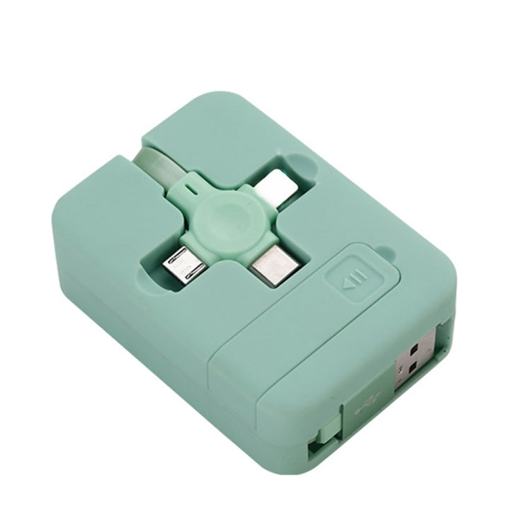 019-1 三合一 USB轉8 Pin+Micro USB+Type-C 馬卡龍伸縮數據線帶收納槽&支架，線長：1m