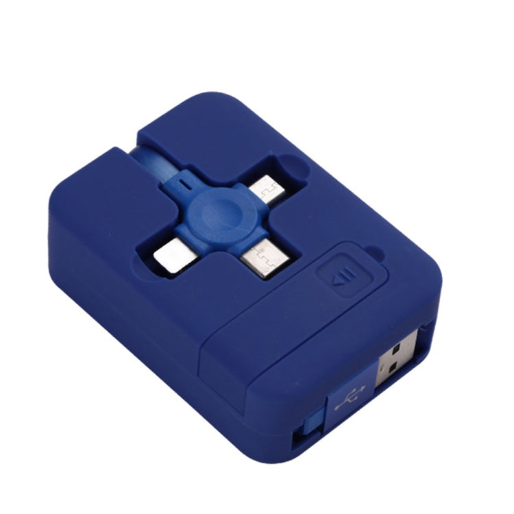 019-1 三合一 USB轉8 Pin+Micro USB+Type-C 馬卡龍伸縮數據線帶收納槽&支架，線長：1m