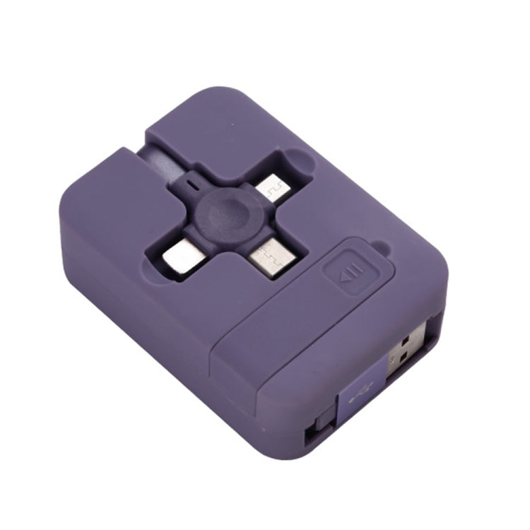 019-1 三合一 USB轉8 Pin+Micro USB+Type-C 馬卡龍伸縮數據線帶收納槽&支架，線長：1m