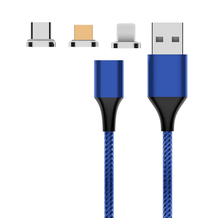 M11 3合一 5A USB轉8 Pin+Micro USB+Type-C 尼龍編織磁吸數據線，線長：2m